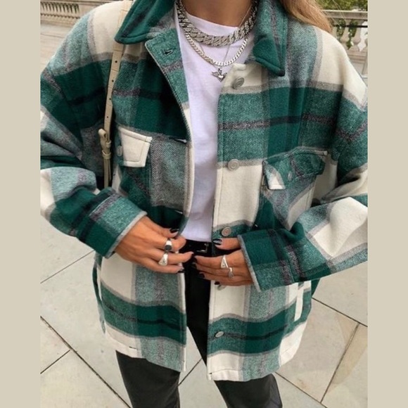 ⭐️SOFT Plaid Oversized JACKET by She + Sky - Picture 1 of 12